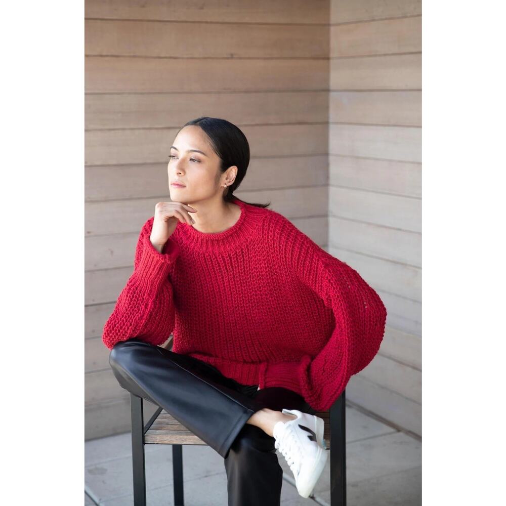 NWT Marcella NYC Women Audrey Red Chunky Knit Oversized Sweater Size 3X XXXL